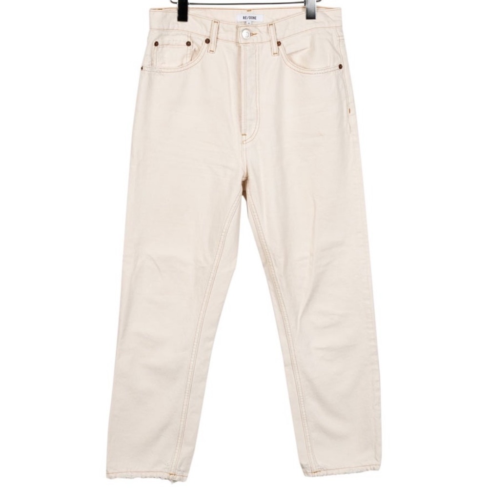 Re/Done High Rise Straight Jeans 29 Cream Ivory Button Fly Premium Denim